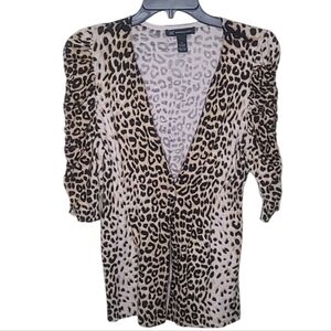 INC International Concepts Leopard Print Single Button Cardigan